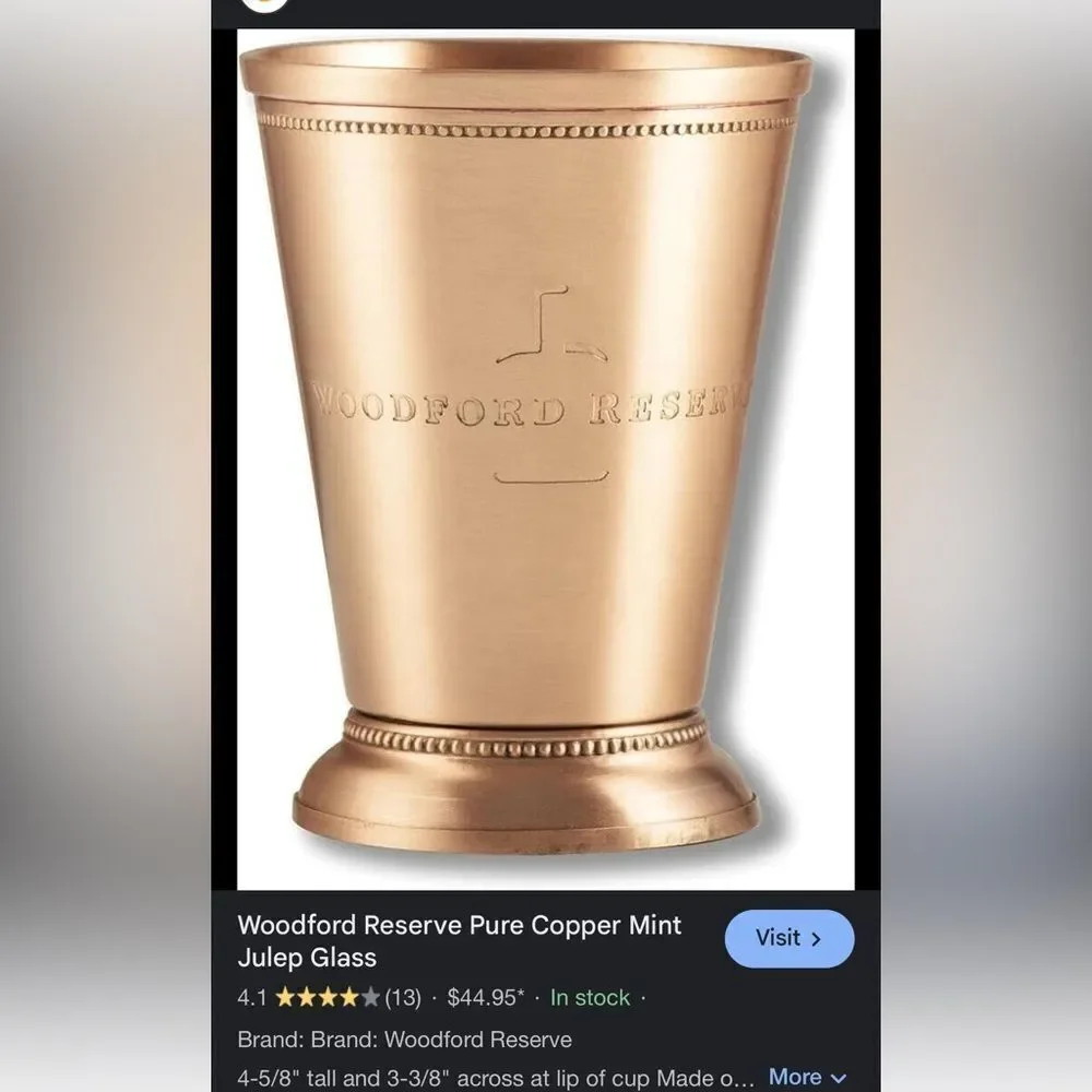 WOODFORD RESERVE Pure Copper Mint Julep Glass (3 glasses)